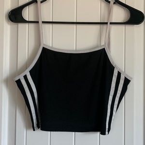 Black Sports Stripe Crop Top L